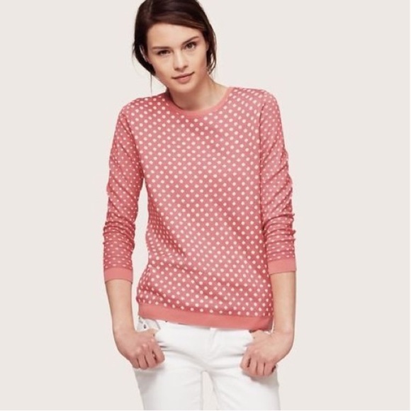 🎈LOFT pink and white polka dot sweater - Picture 1 of 6